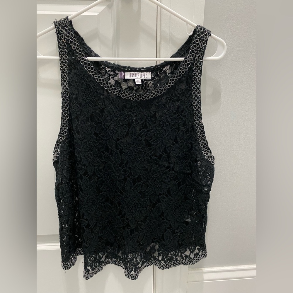 JENNIFER LOPEZ BLACK LACE TANK